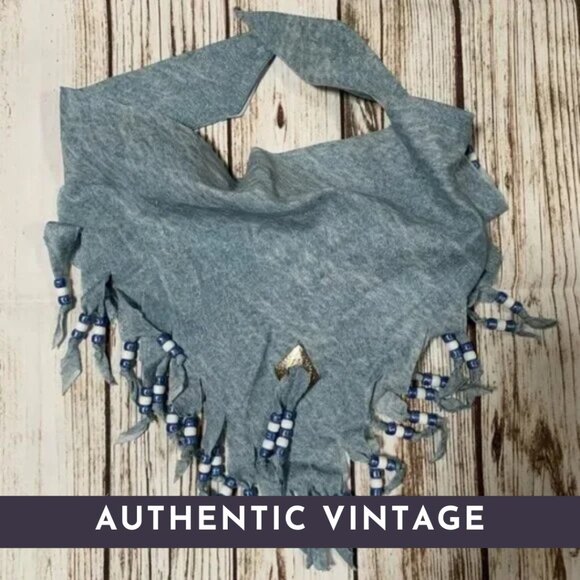 🎥 Vintage (90s) ♡ Handmade Fringed Western Scarf Bandana - Picture 1 of 4